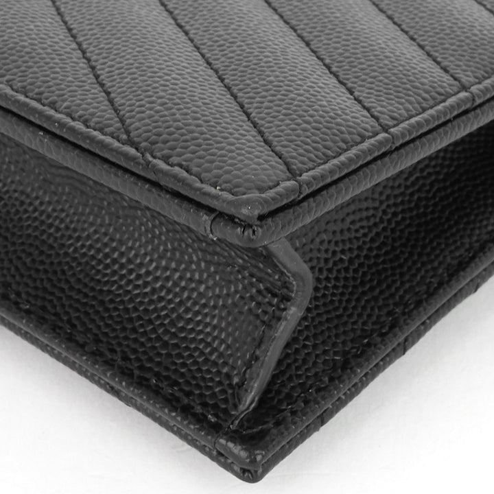 matelassé saffiano leather small wallet on chain woc