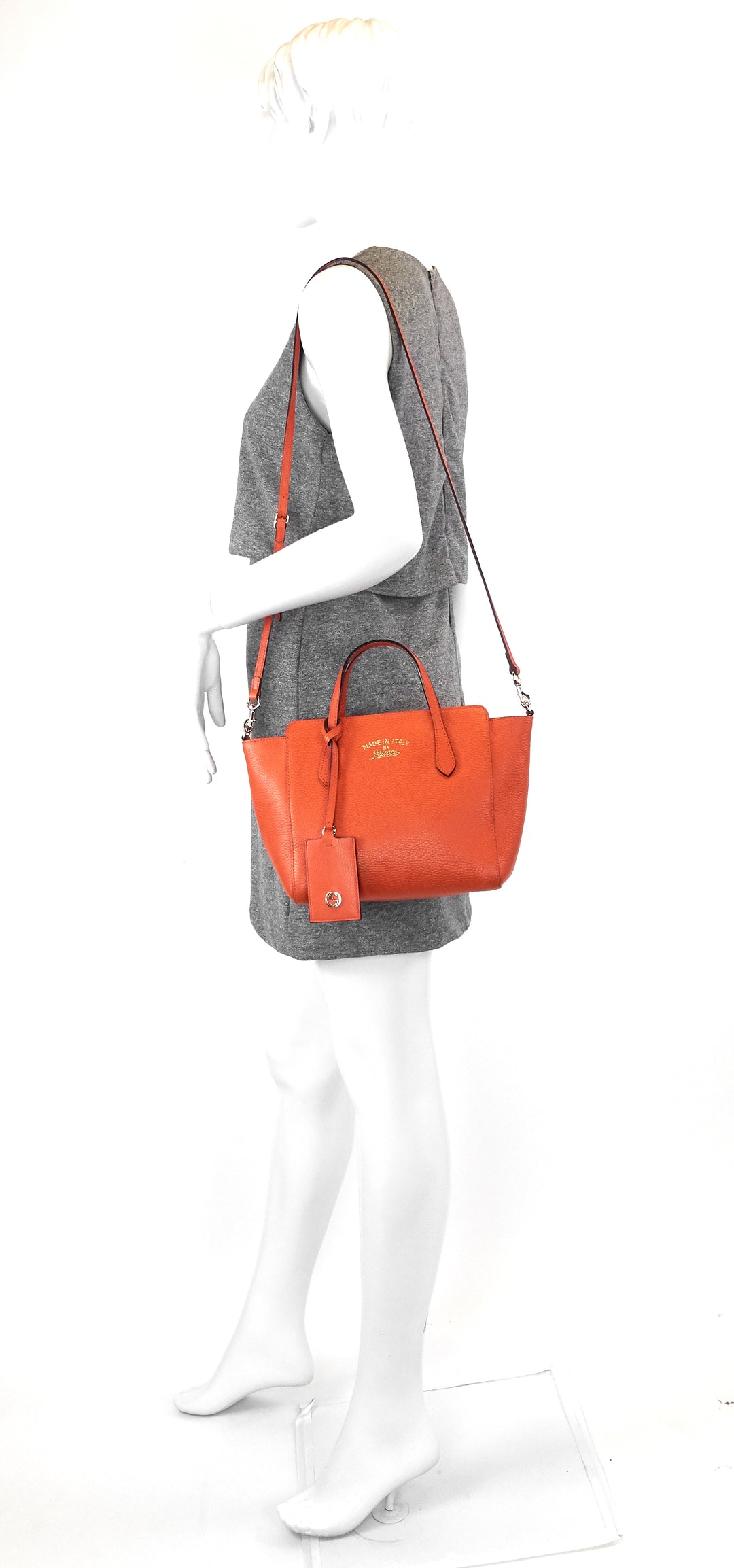 swing small textured calfskin tote bag