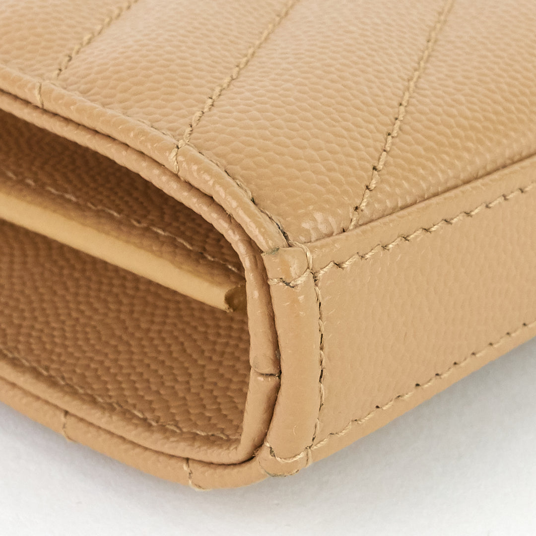 grain de poudre embossed leather monogram chain wallet