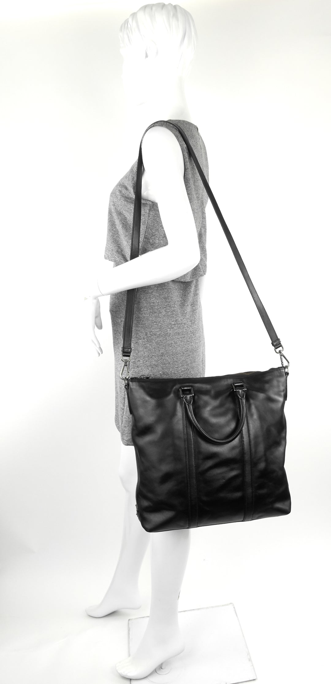 long leather tote bag