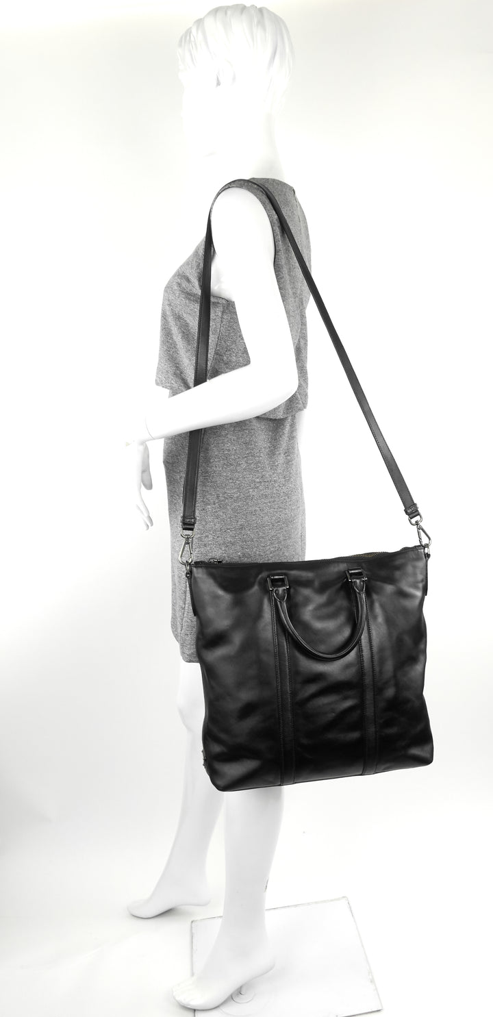 long leather tote bag