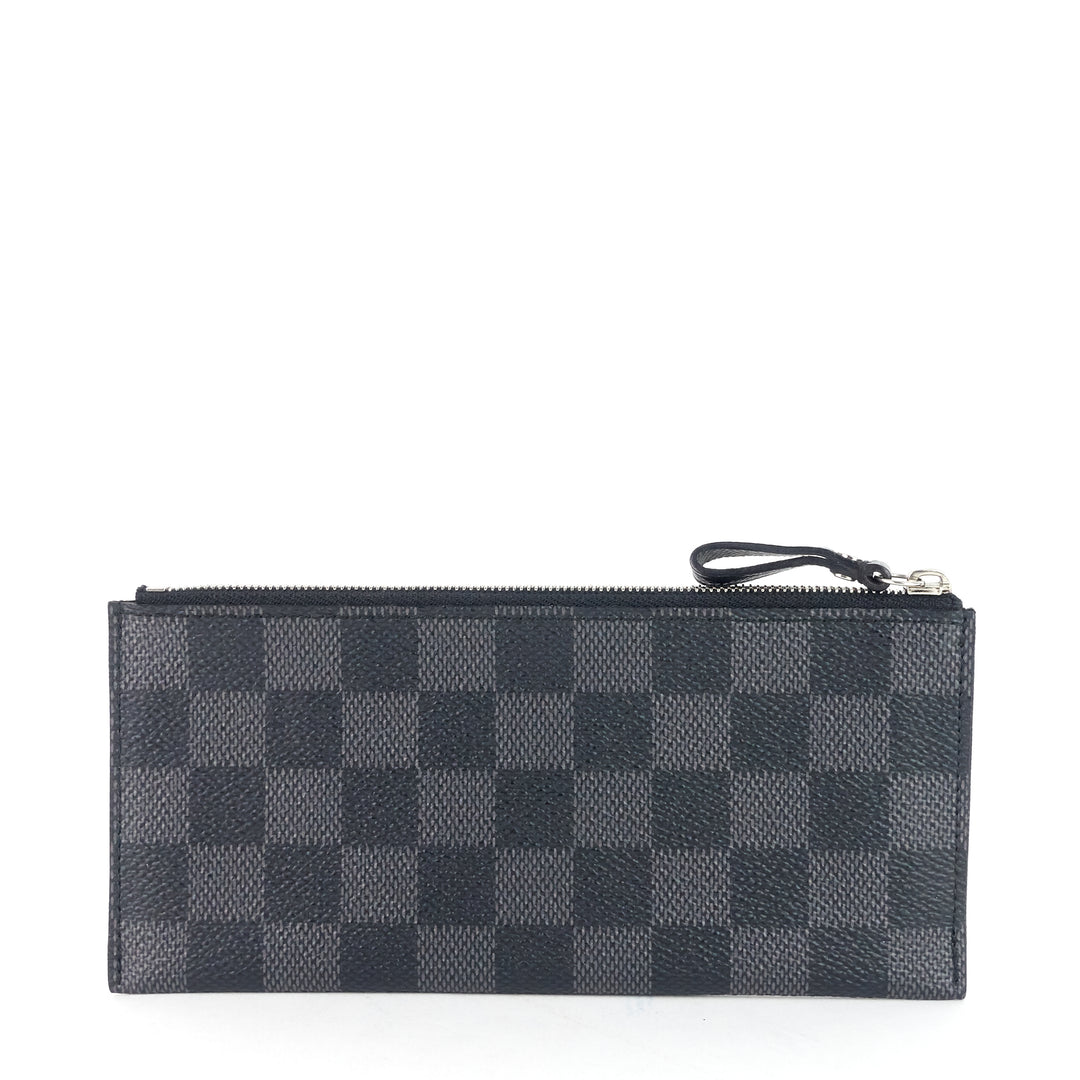 portefeuille long modulable damier graphie canvas wallet