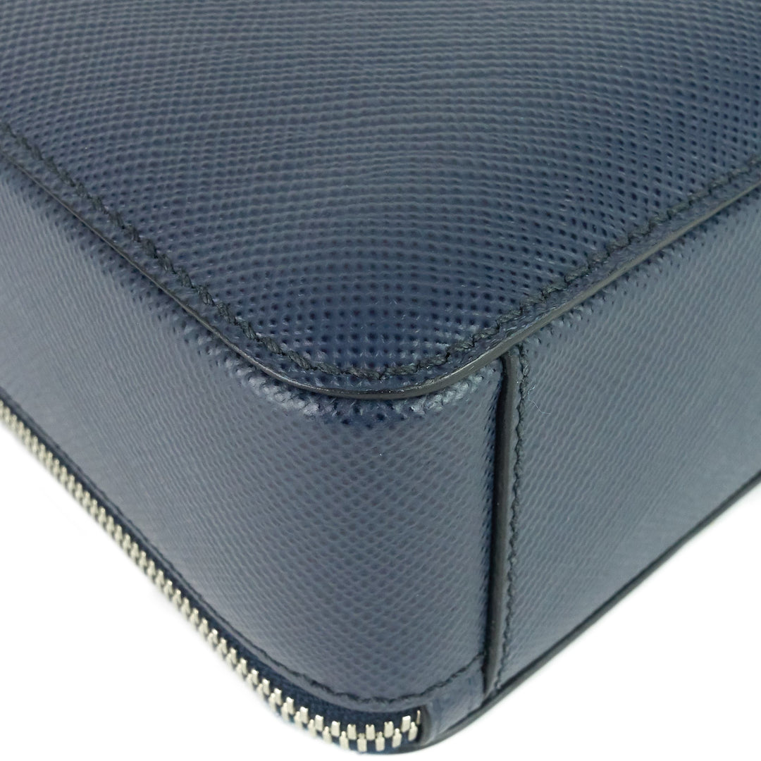 lettering logo saffiano leather briefcase bag