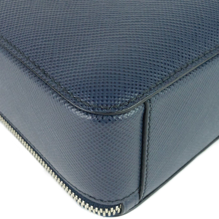 lettering logo saffiano leather briefcase bag