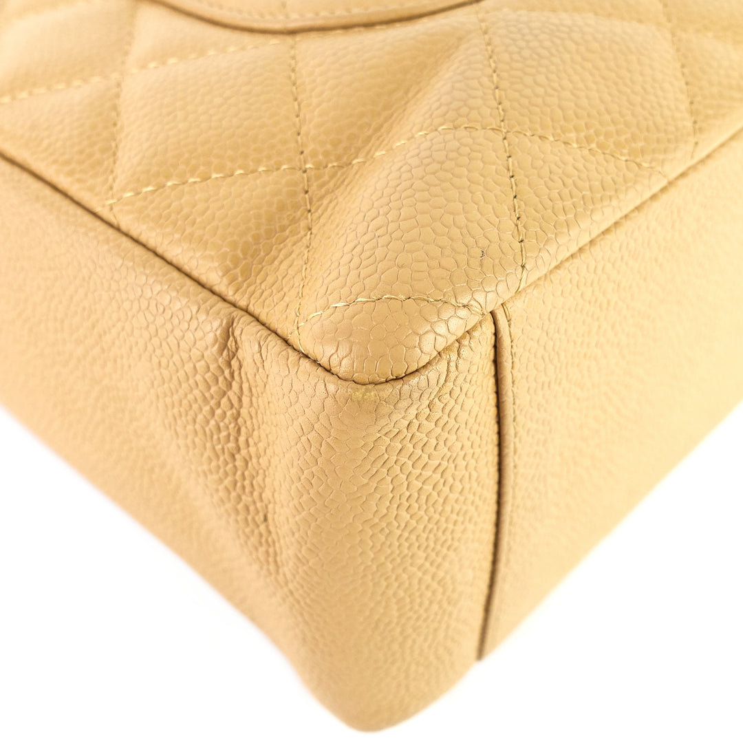 petite shopping tote quilted caviar leather bag