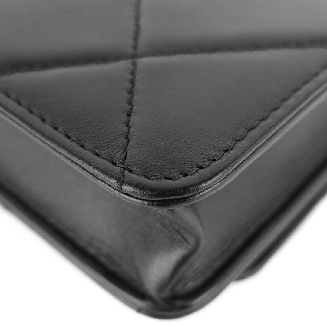 trendy large lambskin leather wallet on chain bag