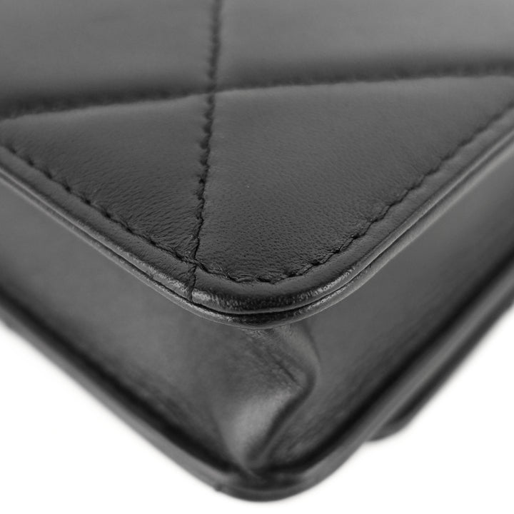 trendy large lambskin leather wallet on chain bag