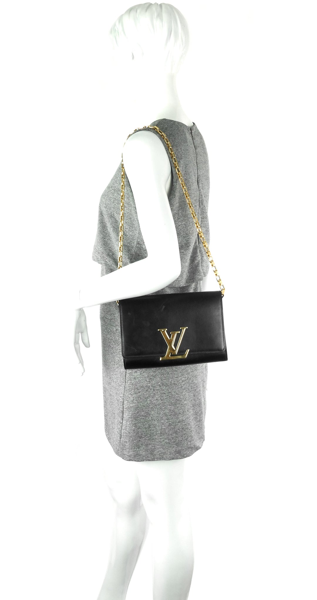 louise gm chain calfskin leather bag