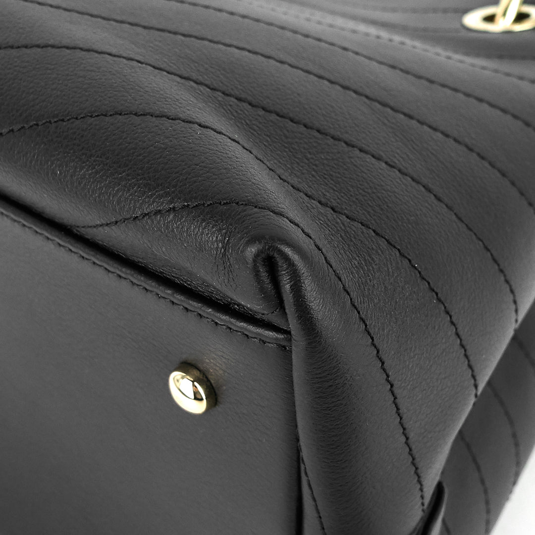 chevron chic top handle small calfskin tote bag