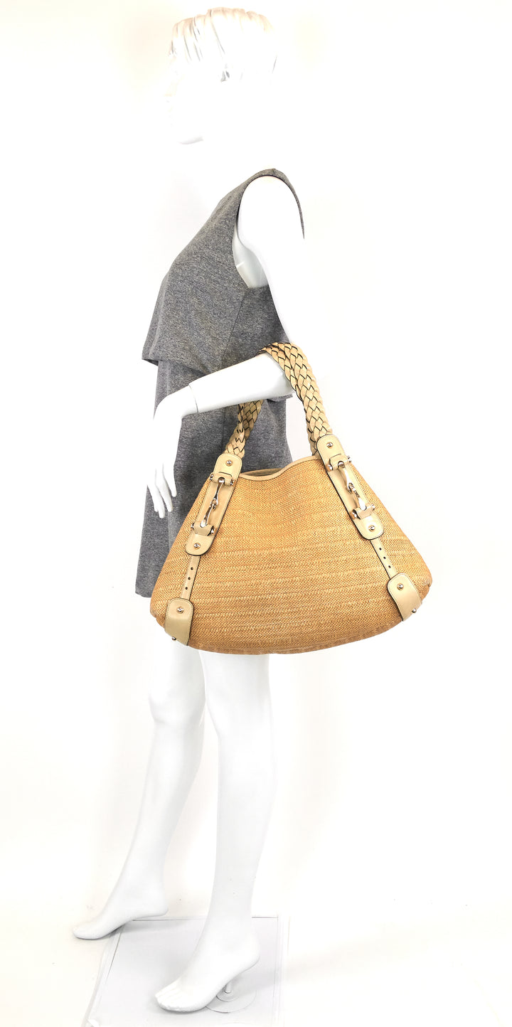 pelham woven straw tote bag