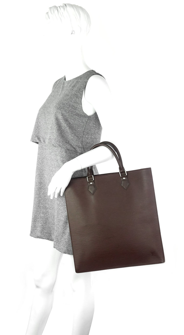 sac plat gm brown epi leather bag