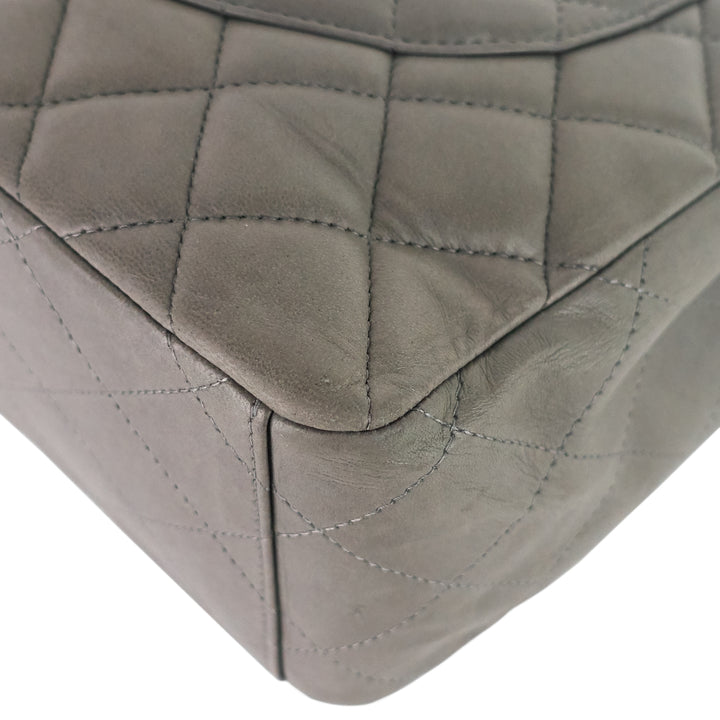 maxi flap lambskin leather bag