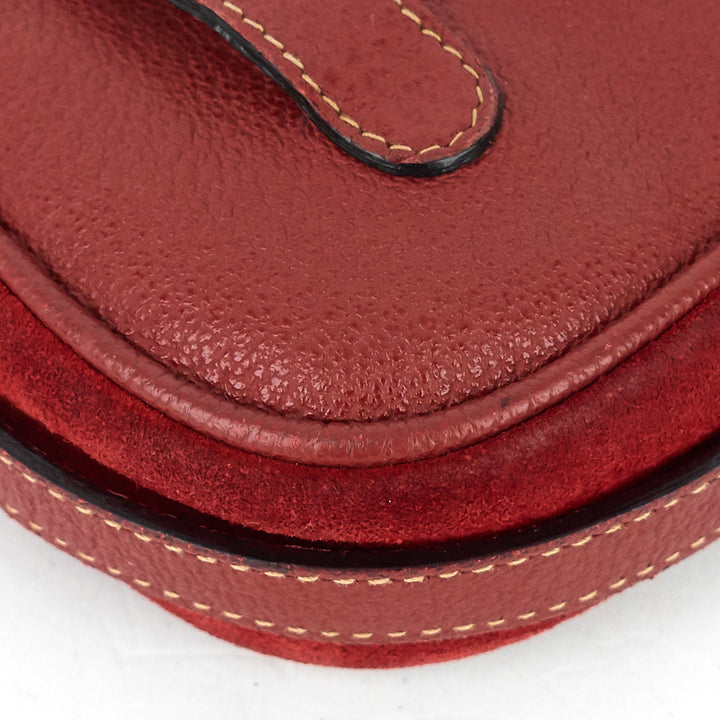 saddle flap suede shoulder/belt bag
