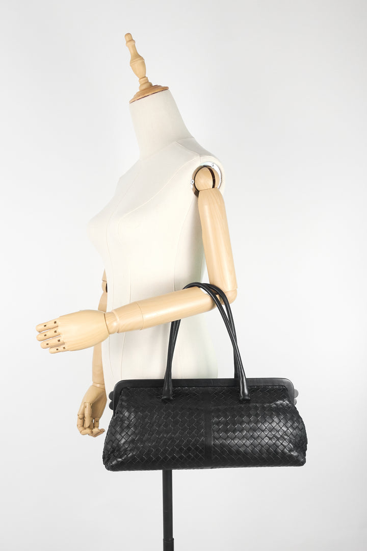 frame intrecciato nappa leather bag