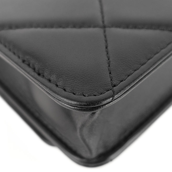 trendy large lambskin leather wallet on chain bag