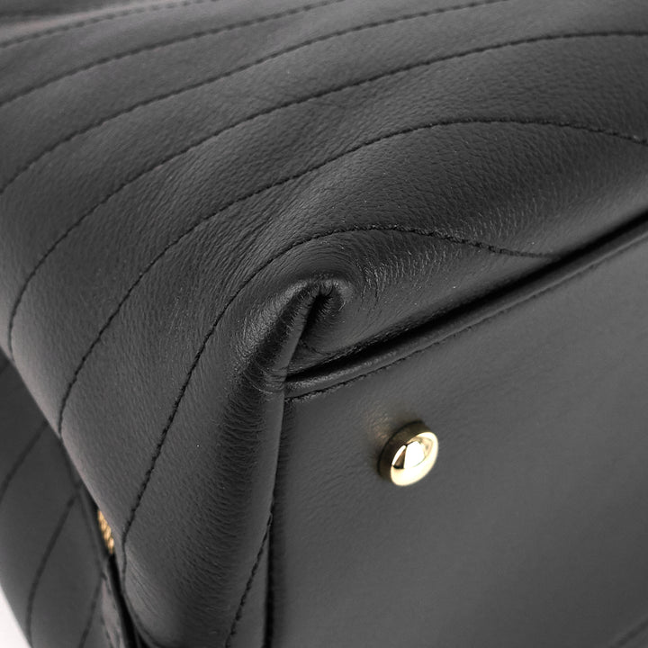 chevron chic top handle small calfskin tote bag