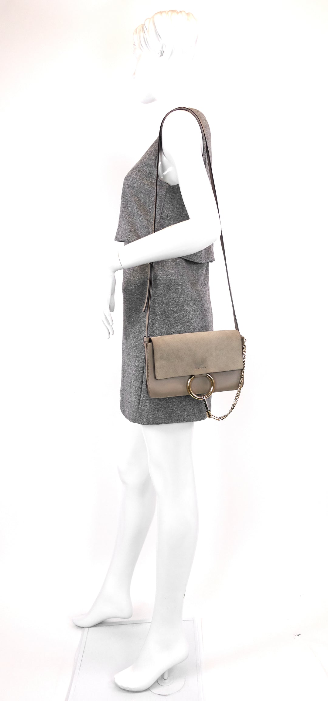 faye small calfskin and suede shoulder bag