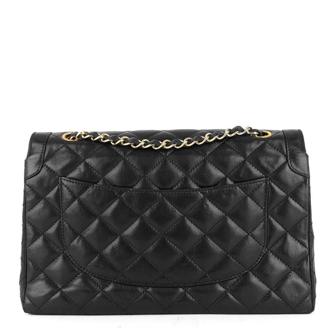paris limited edition double flap lambskin leather bag