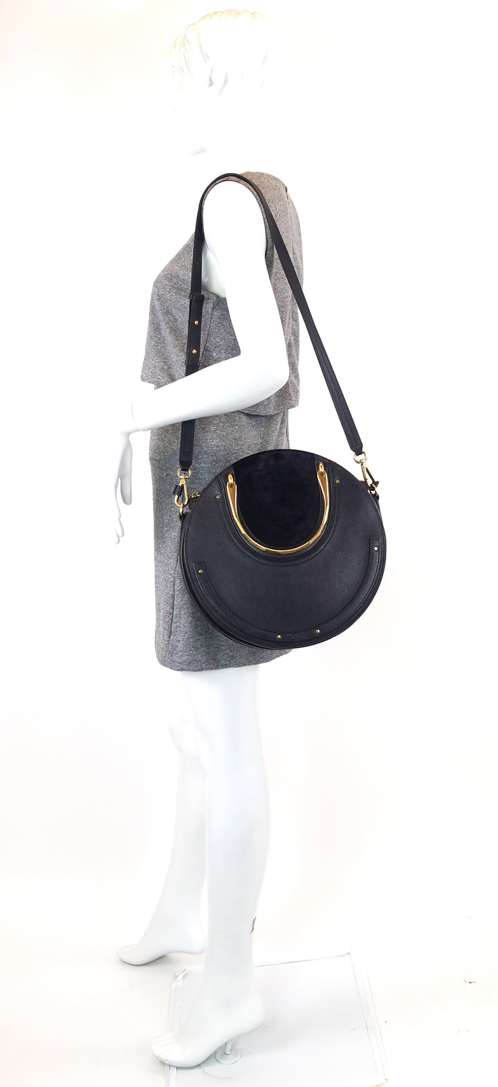 pixie medium calfskin and suede double handle bag