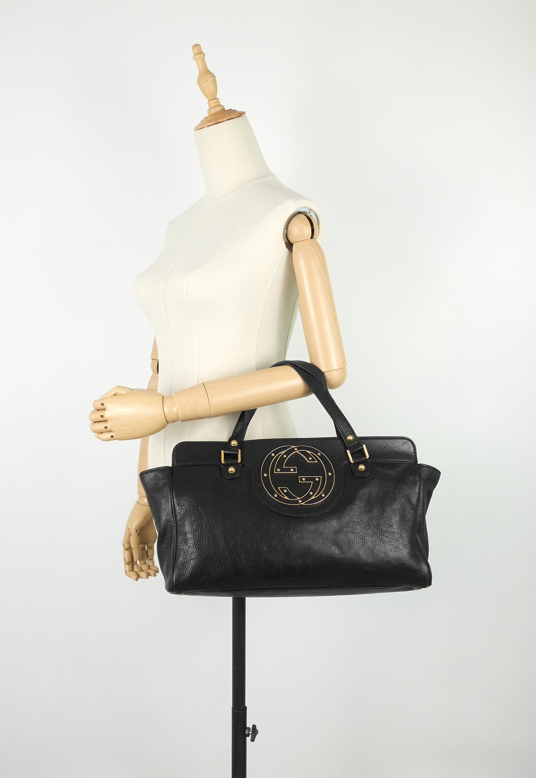 blondie leather monogram logo handbag