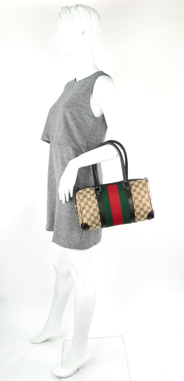vintage small gg canvas boston bag