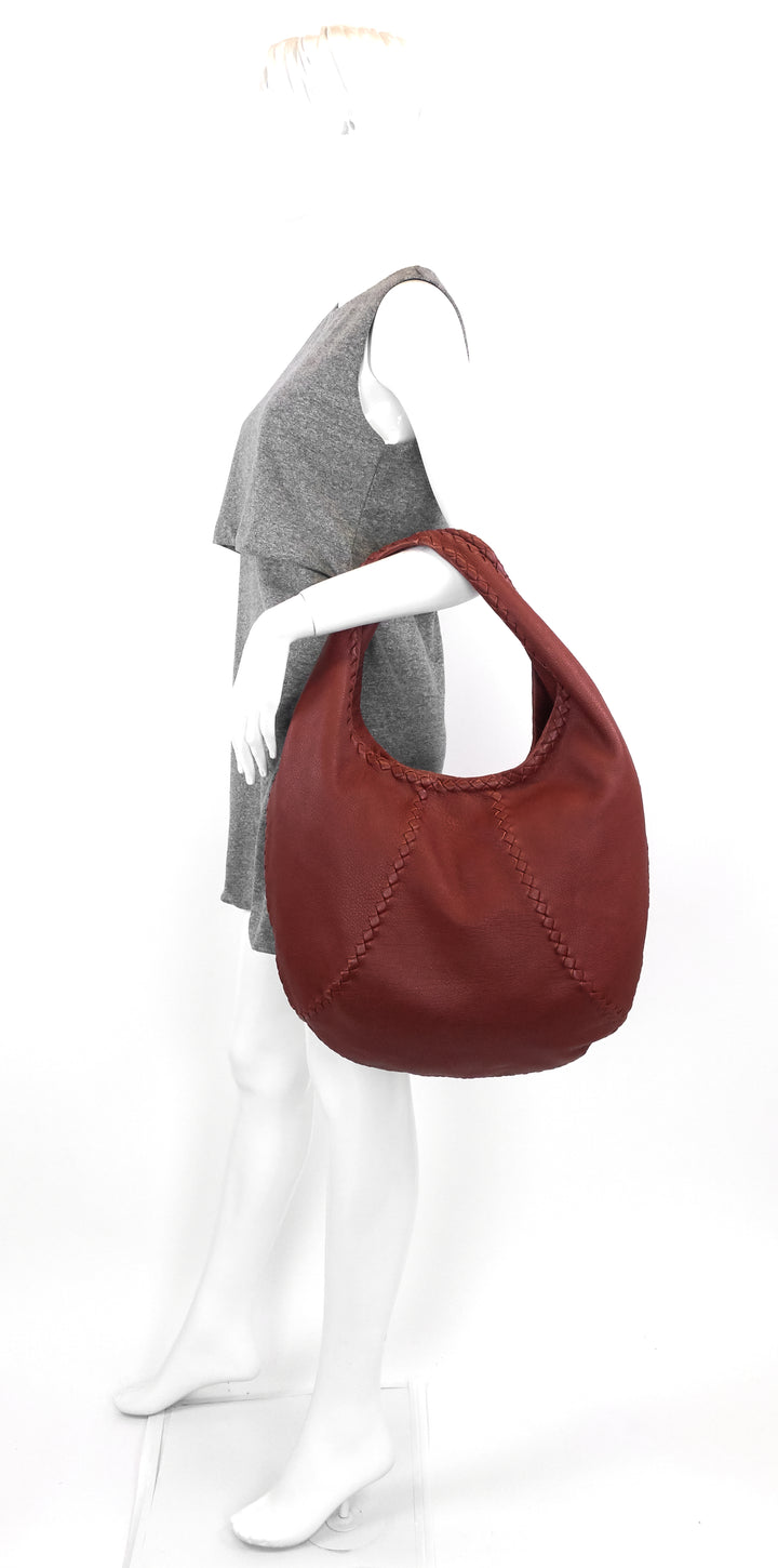 intrecciato mallow cervo hobo bag