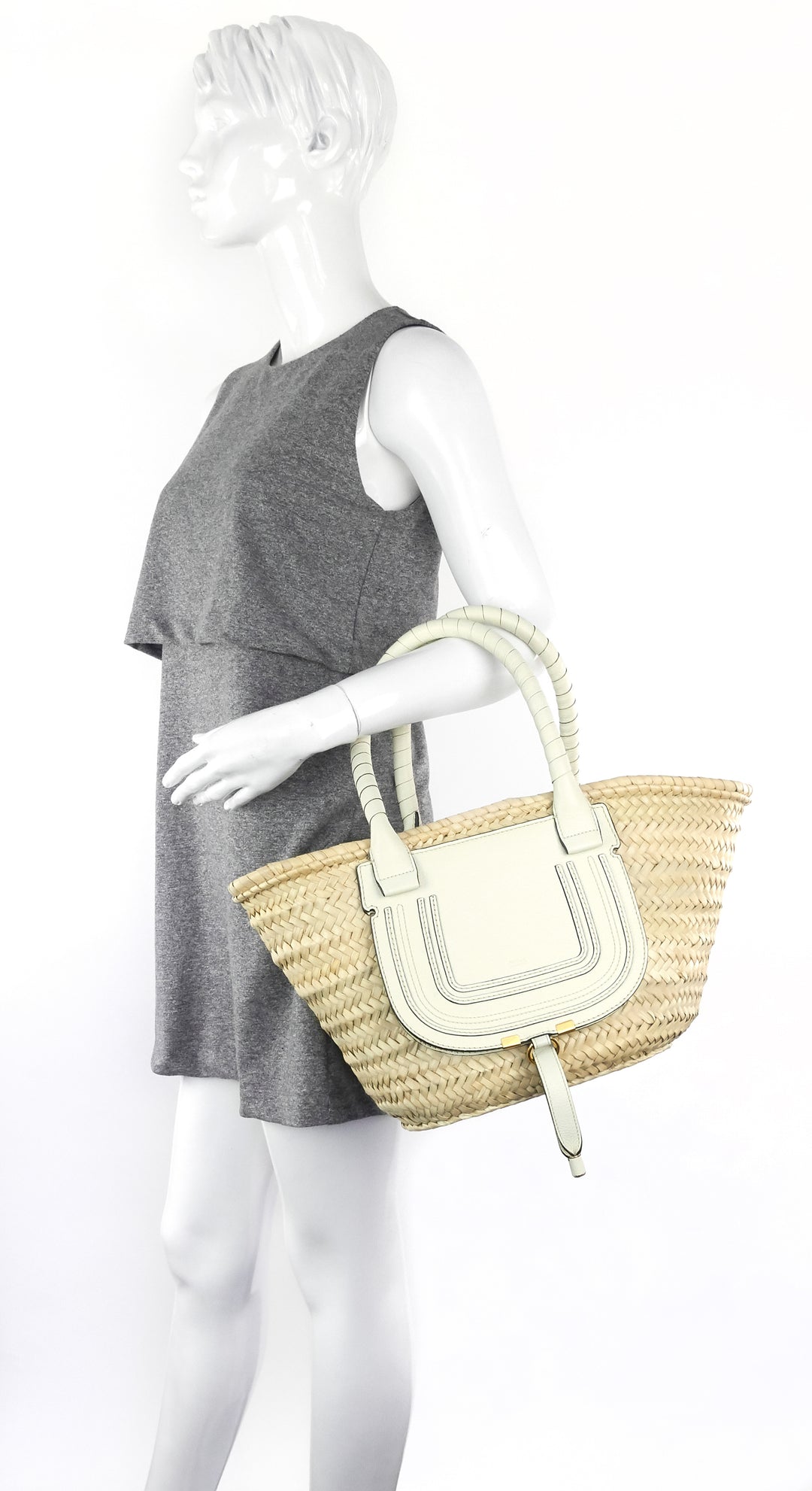 marcie raffia and calfskin basket bag
