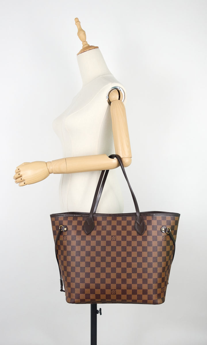 neverfull mm with pouch damier ebene canvas tote bag