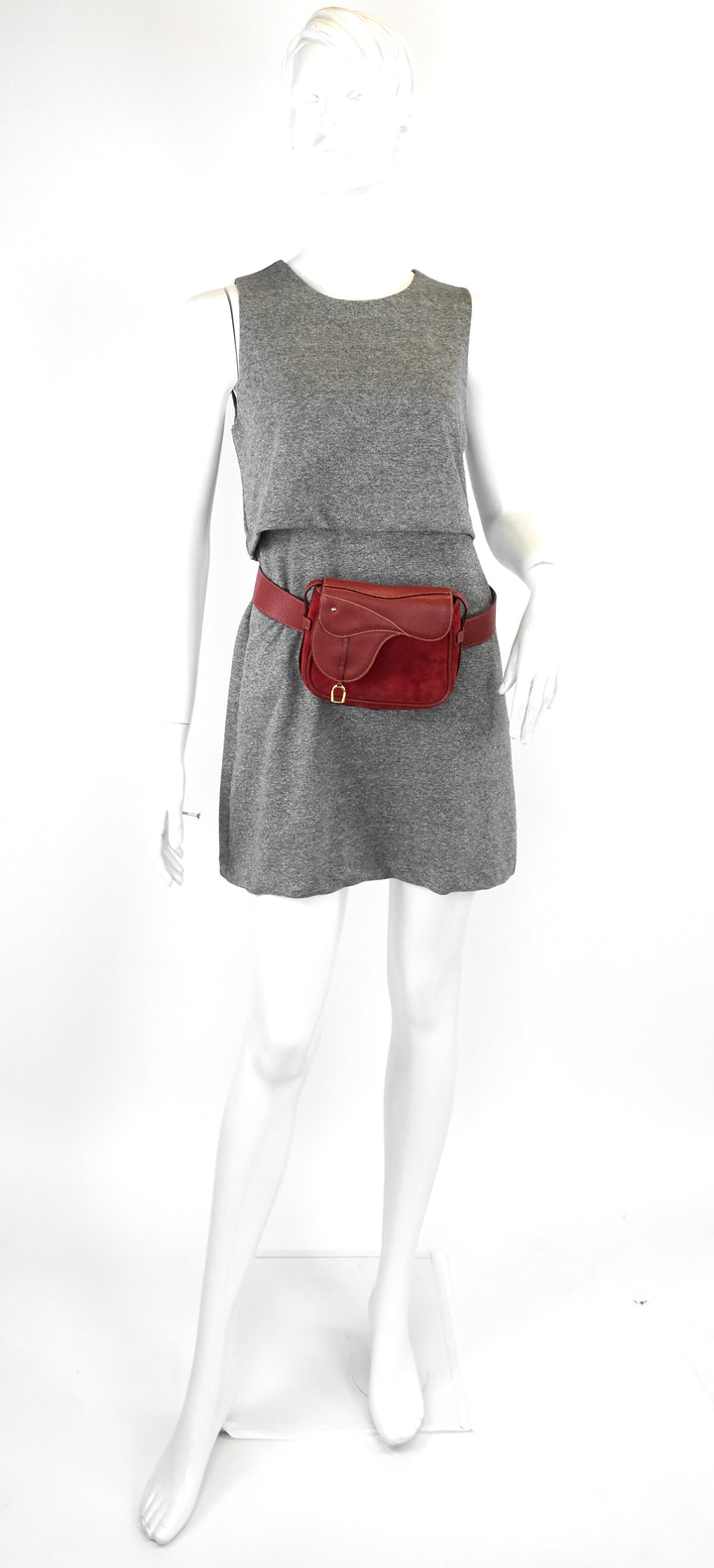 saddle flap suede shoulder/belt bag