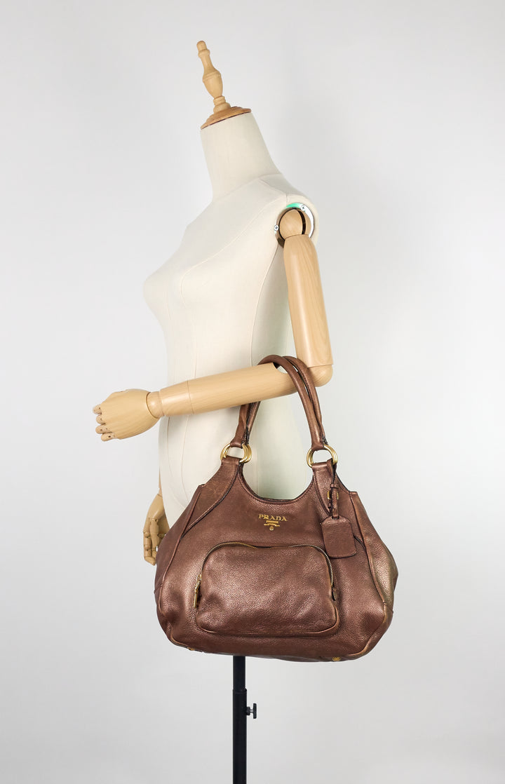 front pocket leather tote bag