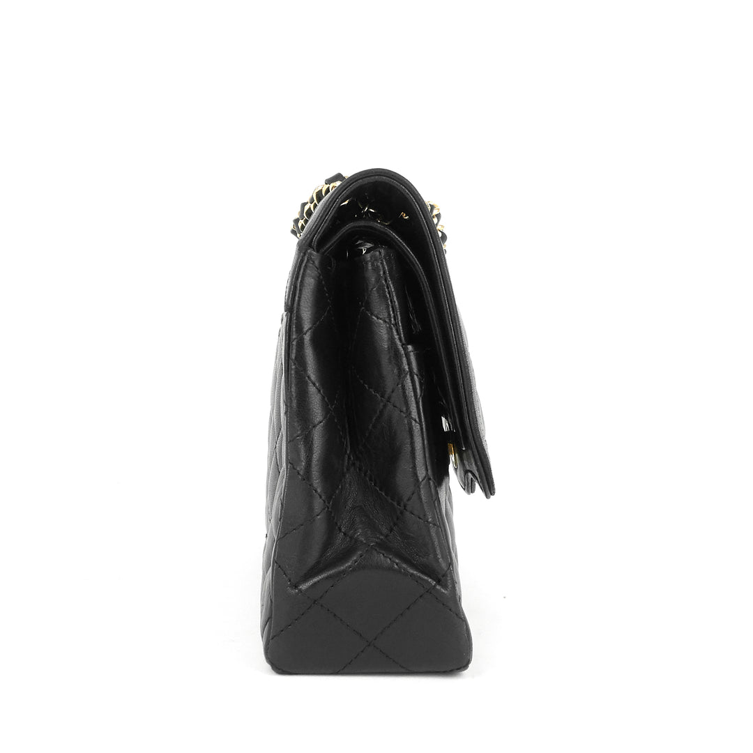 paris limited edition double flap lambskin leather bag