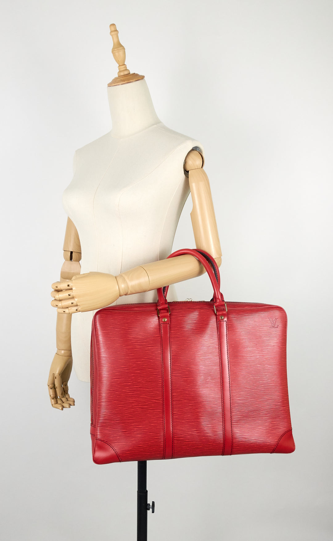 porte-documents voyage red epi leather briefcase bag