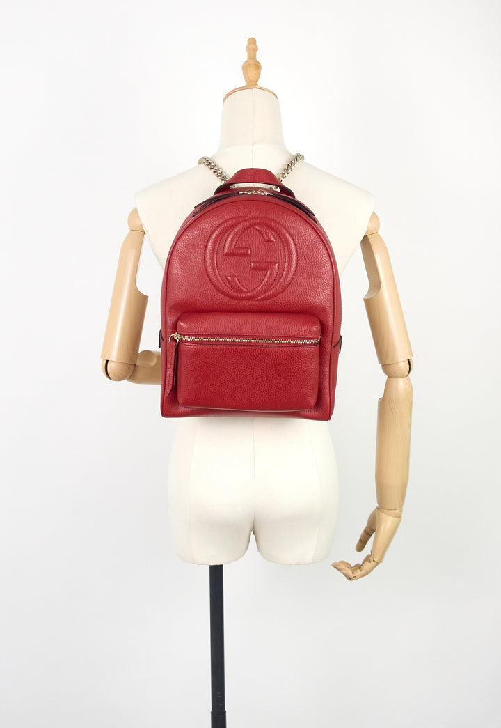 Soho Chain Calfskin Leather Backpack Bag