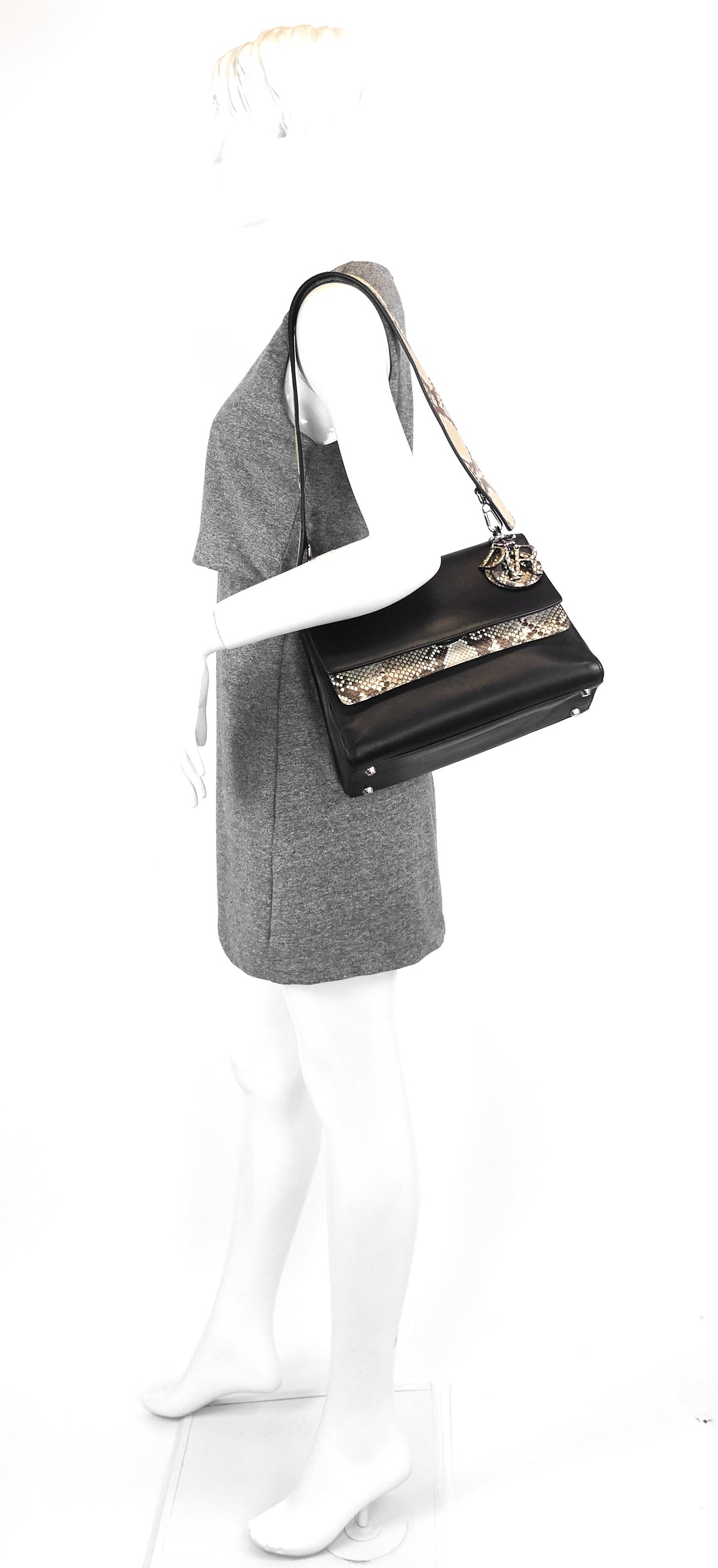 be dior double flap calfskin and python bag