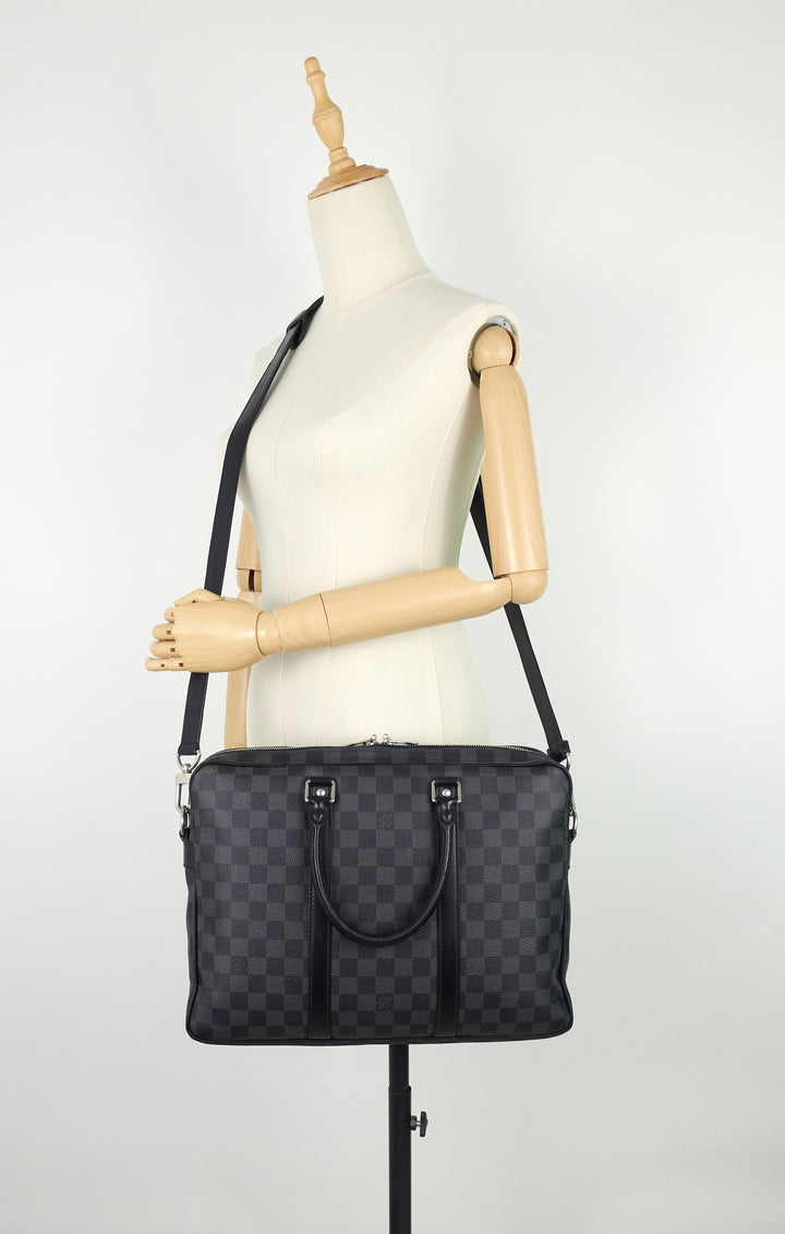 porte-documents voyage pm damier graphite canvas briefcase bag