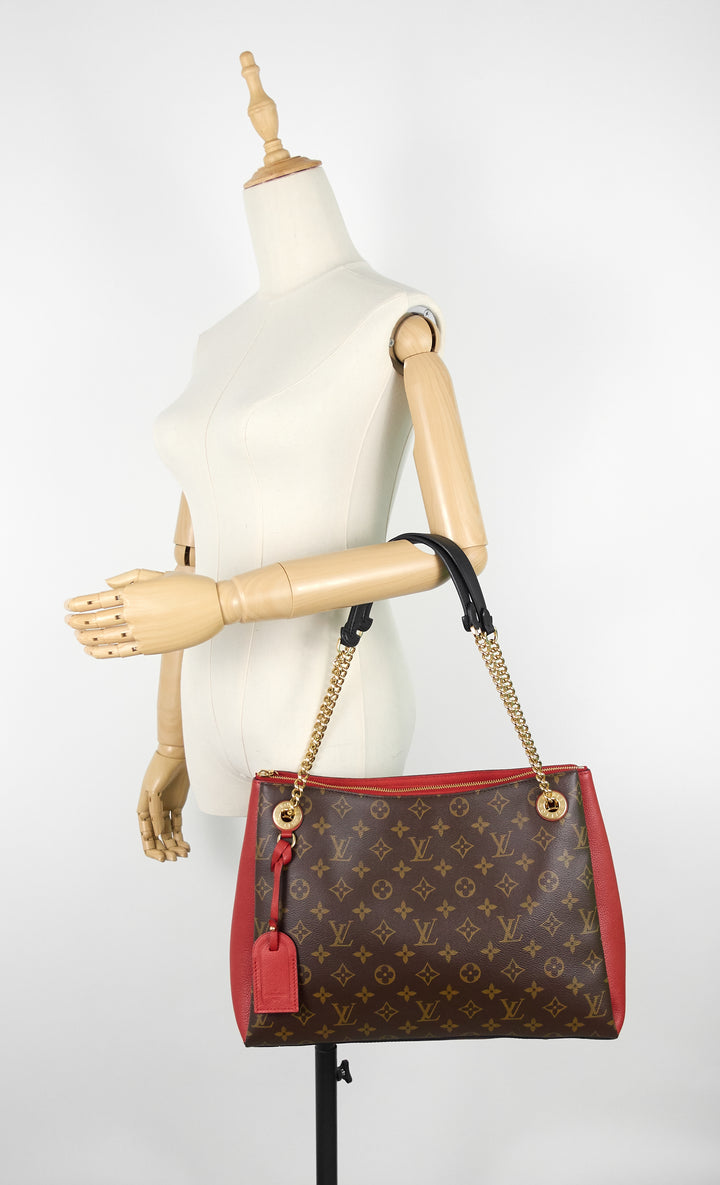 surène mm monogram canvas and calfskin leather tote bag