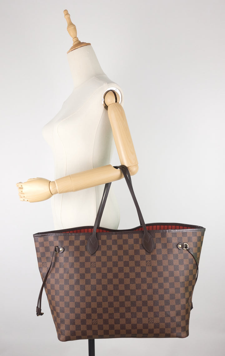 neverfull gm with pouch damier ebene tote bag