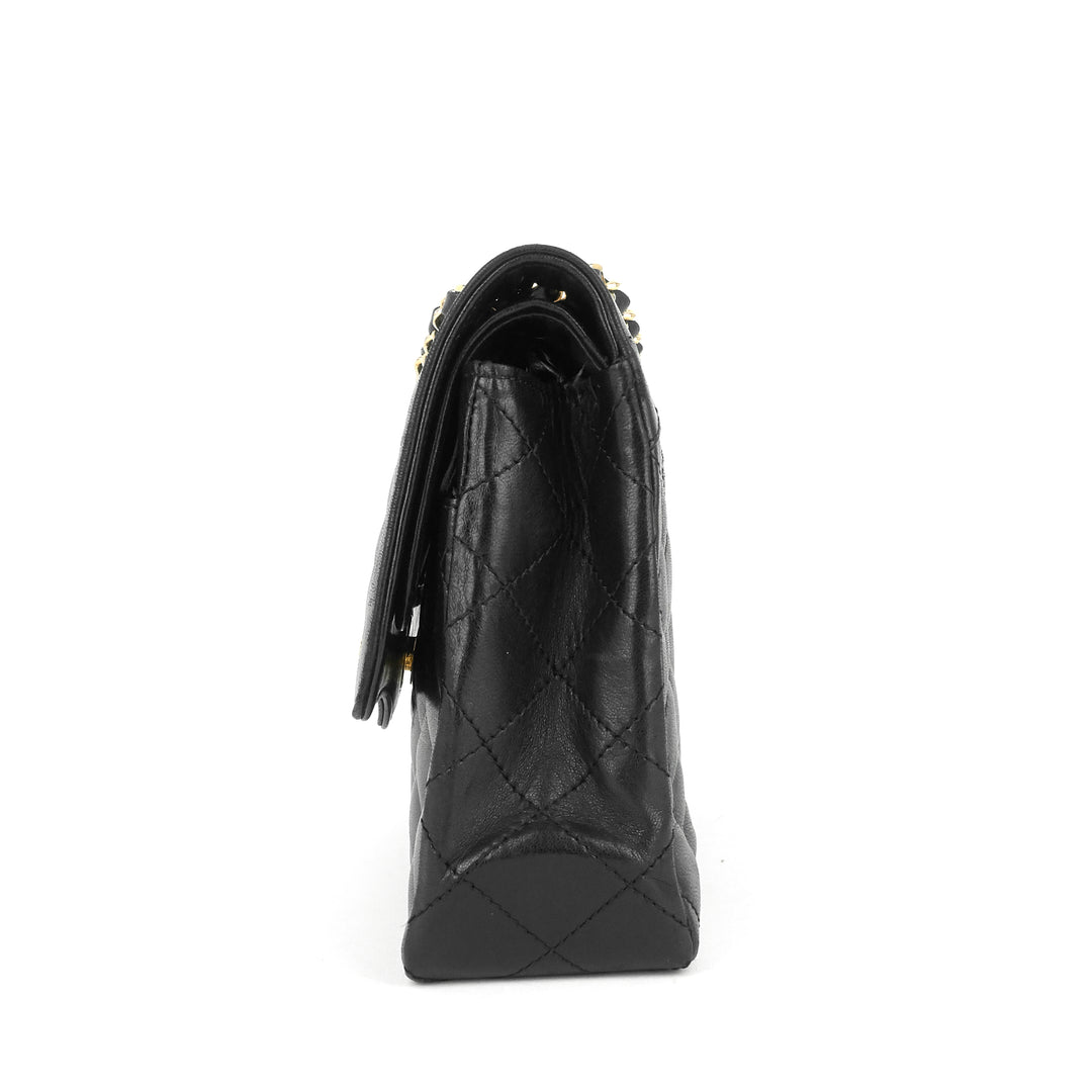 paris limited edition double flap lambskin leather bag