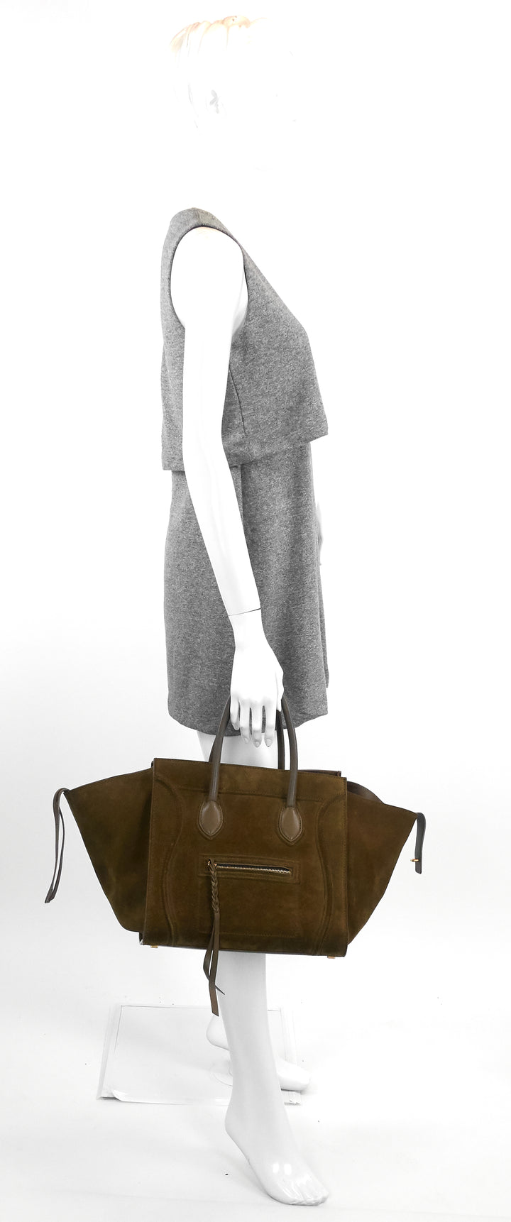 phantom medium khaki suede tote bag