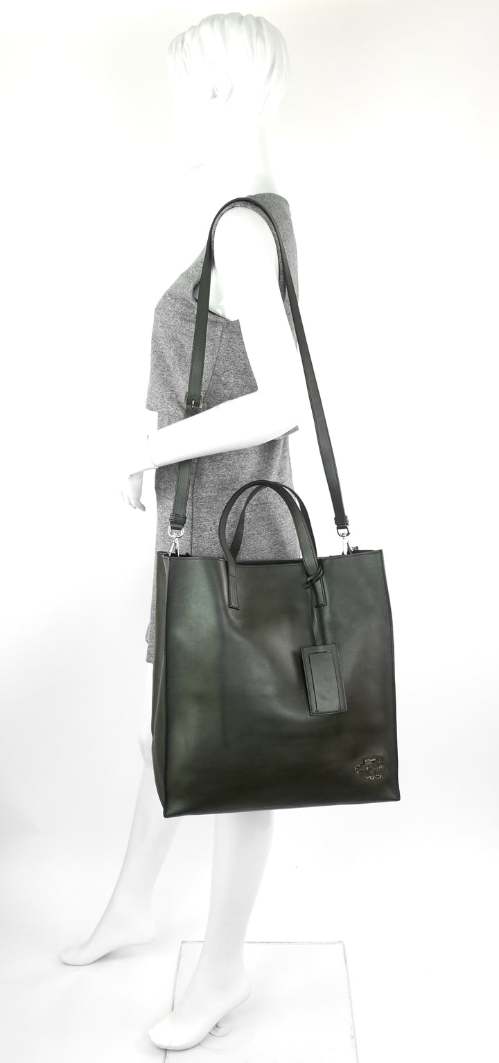 tall calfskin leather shopping tote bag