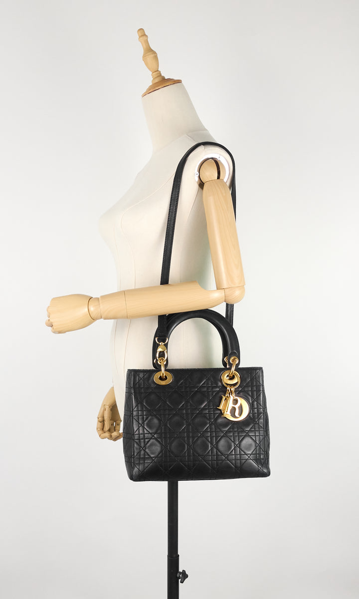 lady dior medium lambskin leather bag