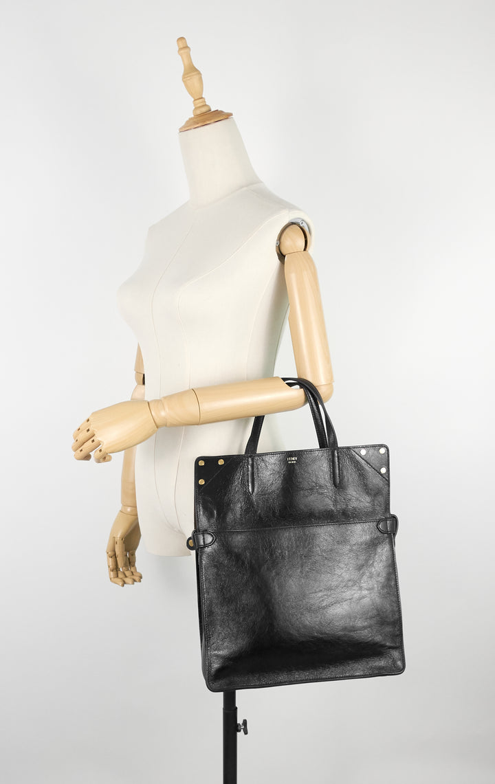 grace calfskin leather and suede flip tote bag