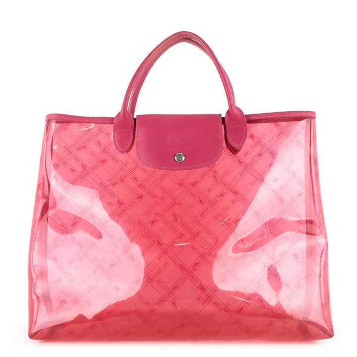 longchamp le pliage transparent plastic tote bag