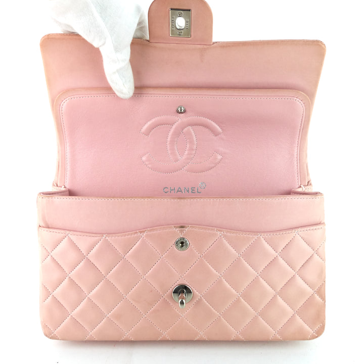 classic double flap medium lambskin leather bag