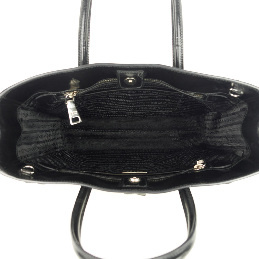 convertible spazzolato leather flower appliqué tote bag