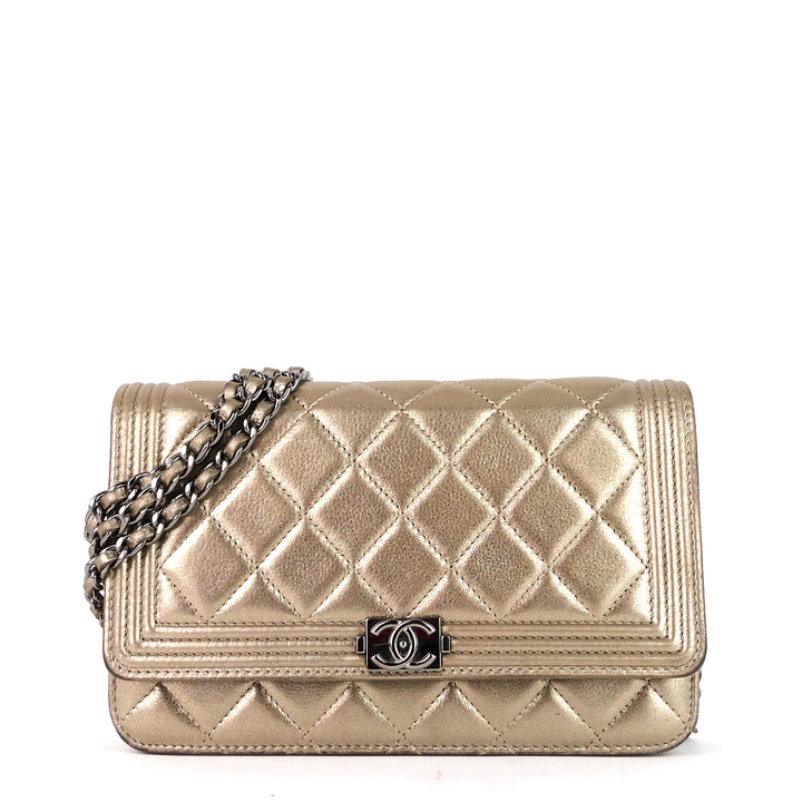 boy wallet on chain quilted lambskin leather crossbody bag