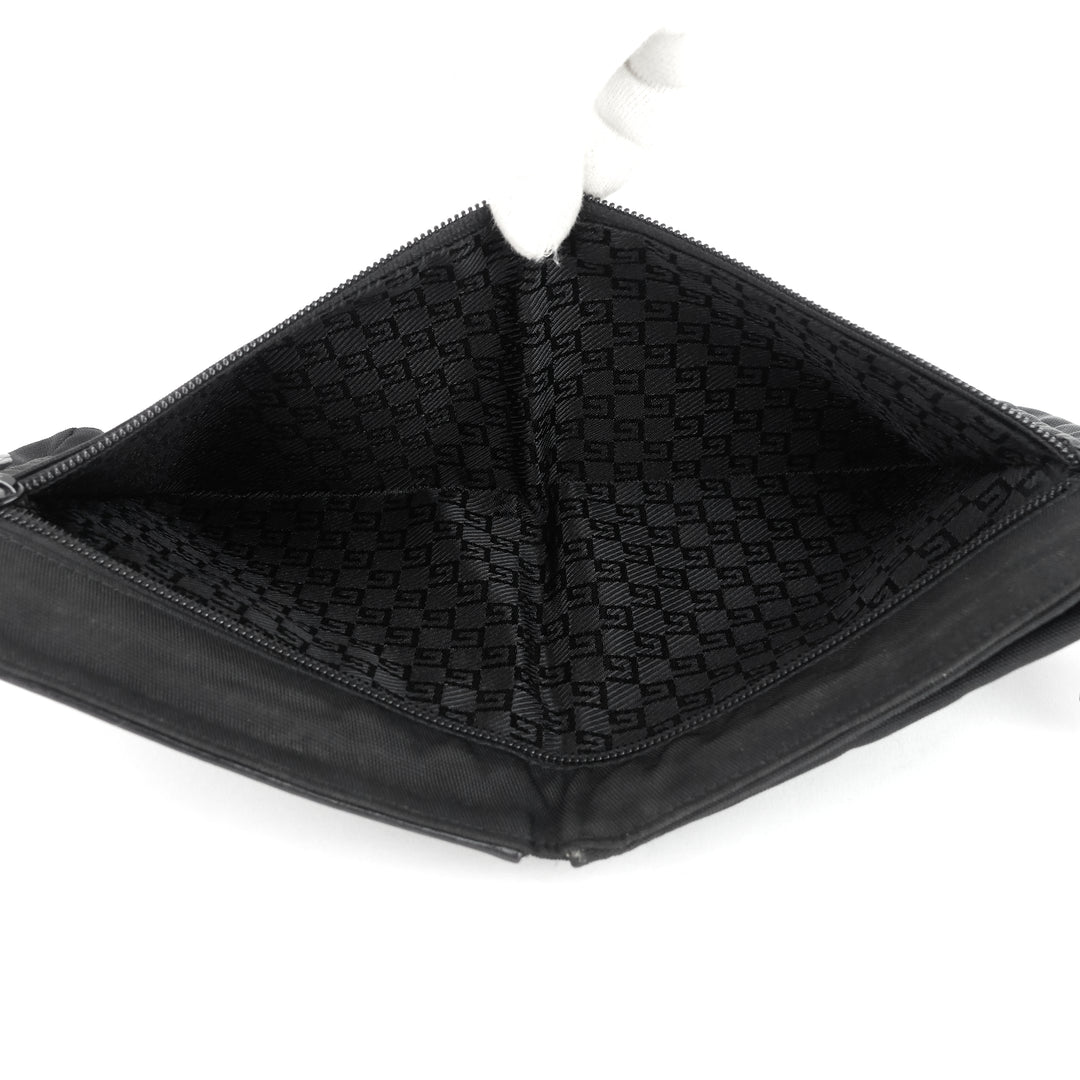 nylon and leather belt bag