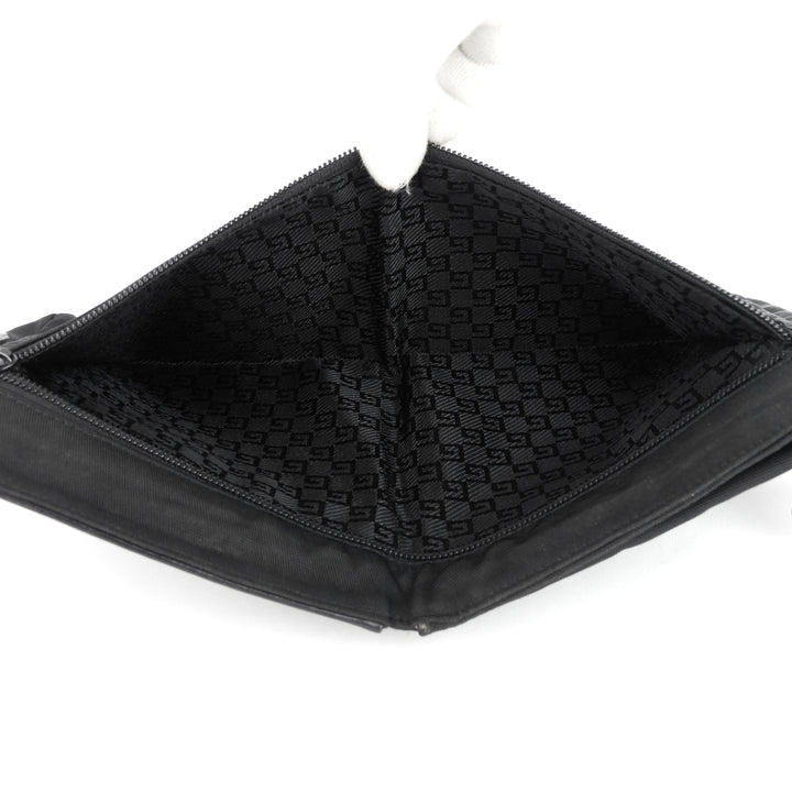 nylon and leather belt bag