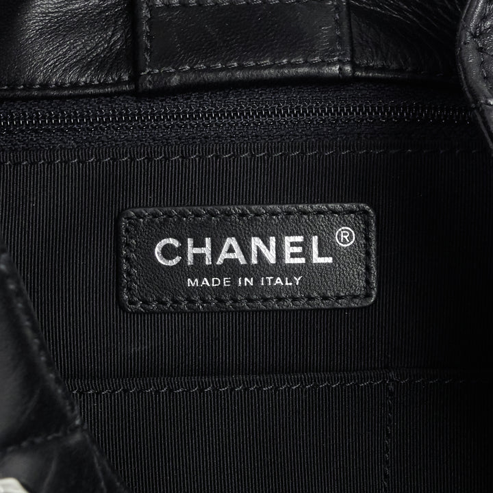 drawstring cc front pocket lambskin leather bucket bag