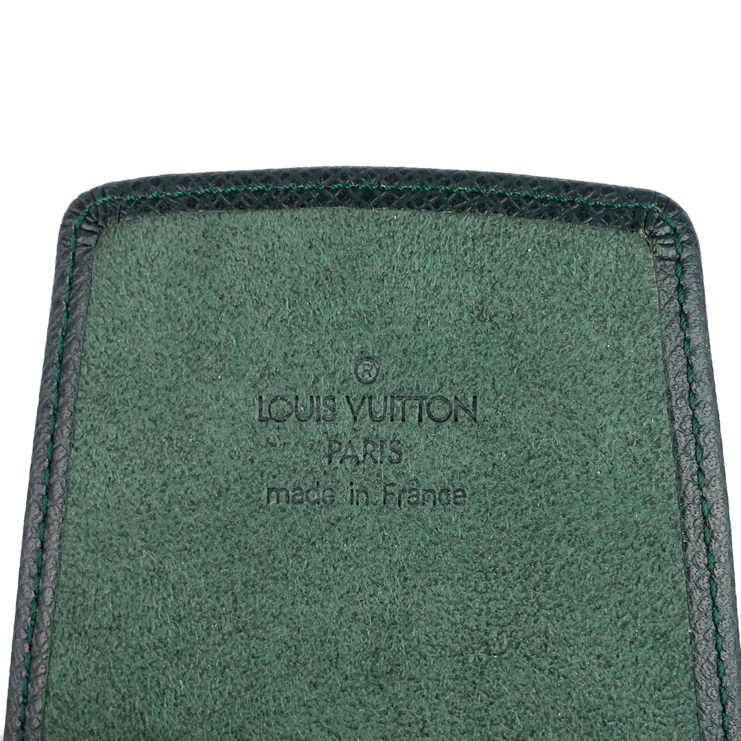 green taiga leather pen holder